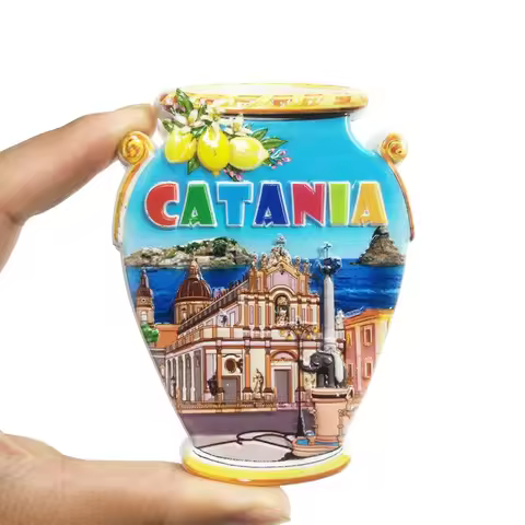 Catania Vase Magnetic Sticker Refrigerator Magnet Italian City Scenery Home Decoration Travel Souven
