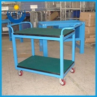 Simplified Production Workshop Material Turnover Double-Layer Steel Heavy-Duty Trolley Multifunction