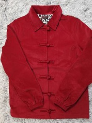 『S碼』CLOT FW22 『Altered Beast』Coach Jacket 22年秋冬季異獸系列 燈芯絨豹紋拼接斑馬紋中國風盤扣教練夾克 唐裝外套紅色 陳冠希同款