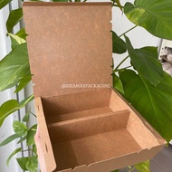 2-Compartment Paper Lunch Box Brown  (L size) 2L