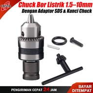 CASTA Set Kepala Bor Chuck 1.5–10mm + Adaptor Soket Persegi 1/2 Inci Aksesoris Impact Wrench Konvers