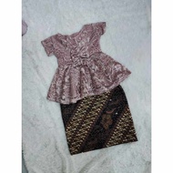 Baju raya 2025 peplum budak newborn baby - 1 year Dusty Pink warna pink belacan