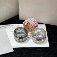 VW Stylish Diamond-Encrusted Letter Logo Ring
