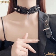HUHNOT Angel Wing Necklace, Rhinestone Cross Leather Necklace Lace Necklace, Cool Lace Solid Color H