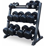 Black Steel Dumbbell Rack 3-Tier Dumbbell Barbell Rack Home Fitness Equipment