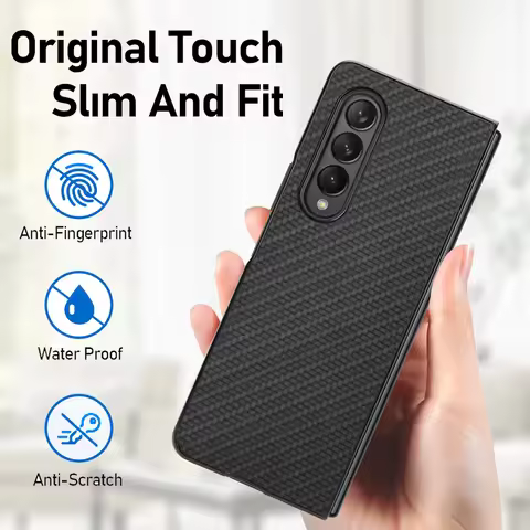 Carbon Fiber Funda Case for Samsung Galaxy Z fold6 Fold4 fold5 Fold 6 5 4 Fold3 Fold2 Fold 3 2 Zfold