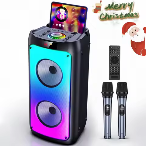 T10-T Wireless Bluetooth Speaker, Karaoke Machine with 2 Microphone, Home Karaoke Party Speaker with