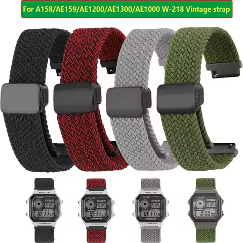 For Casio A158/159 A168 f91w AE-1200/1300 A159/ DW-291H/290 W-218H Elastic nylon Watchband Magnetic 