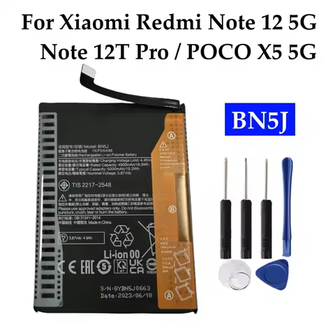 New Battery 5000mAh BN5J For Xiaomi Redmi Note 12 5G / 12T Pro / POCO X5 5G Mobile Phone Batteries B