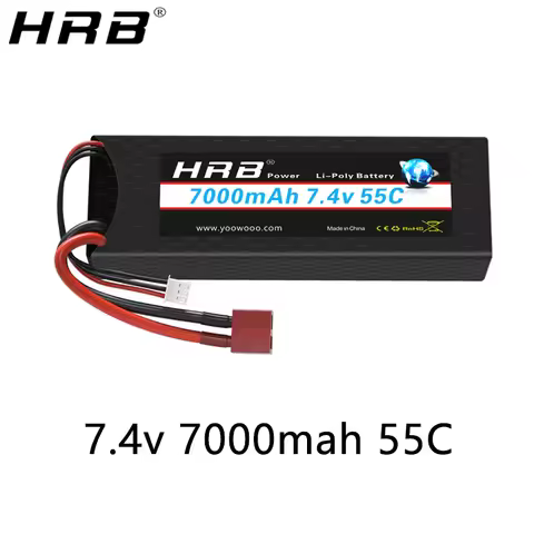 HRB 2S2P 2S Lipo 7.4V 7000mah 55C Hard Case Battery T Deans XT60 EC5 XT90 SCX10 Car FPV Airplane Tru