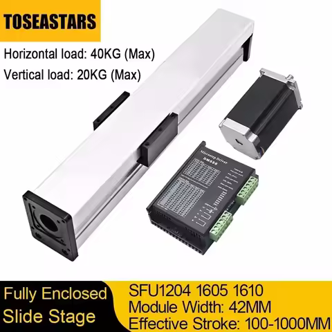 Fully Enclosed Slide Stage Linear Guide Rail Ballscrew SFU1605 1610 Dust Cover For Nema 23 Stepper M