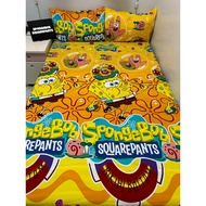 Spongebob Squarepants Full Garter Bedsheet 100% Canadian Cotton 3in1