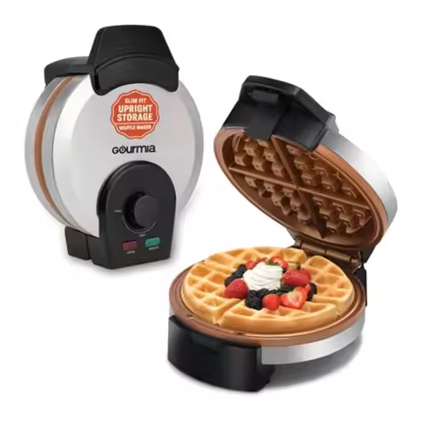 Belgian Waffle Maker Adjustable Browning Control Nonstick Plates Ready Power Indicator Lights Compac