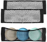 2PCS 25x80cm / 9.8x31.5in Mesh Storage Pocket Bag with Tape Sticker, Hook & Loop Elastic Cargo Net R