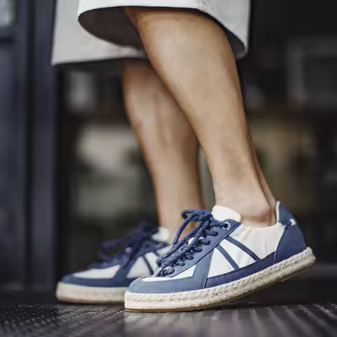 Maden Summer Men's Retro German Trainer Shoes Lightweight Canvas Sneakers Old Money Casual Espadrill