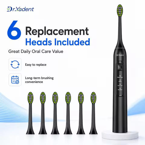 Dr.Yadent YD05 Sonic Toothbrush Gentle to Adult Gum 4 Modes 6 Soft Bristles Heads 2 Mins SmartTimer 
