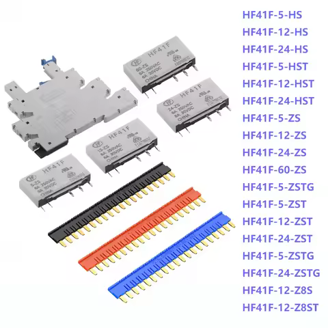 Power Relay HF41F-/5 12 24 -ZS -HST -ZST-HS-ZSTG 5/12/24/60VDC HF41F-24-ZS 41F-1Z-C2-1 Relay Base 6A
