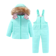 【Kids clothes】 4-8T Kids Girls Ski Suits Hooded Snowboard Coats Children Winter Warm Pant Outdoor Sp