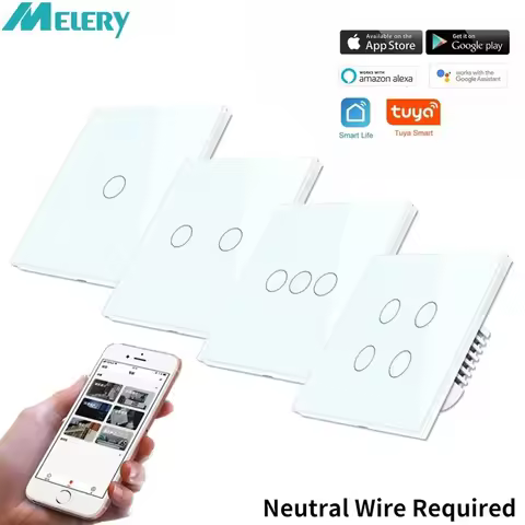 Melery Wifi Smart Light Switch Wall Glass Screen Interruptor Touch Panel Voice Control Wireless by A