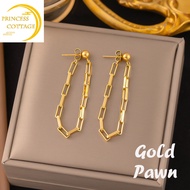 saudi gold 18k pawnable legit hikaw vintage tassel chain earrings Korean design temperament jewelry for women gift earrings hypoallergenic non tarnish dangling free South Sea white pearl earrings