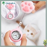 TAMAKO Nurse Pocket Watches, Lovely Cute Retractable Watch Brooch,  Gift Colourful Cat  Doctor Badge