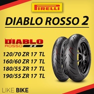 ยาง Pirelli diablo rosso2 พีรารี่ ยางรถมอเตอไซค์ 120/70 ZR17 160/60 ZR17 180/55 ZR17 190/55 ZR17 สำห