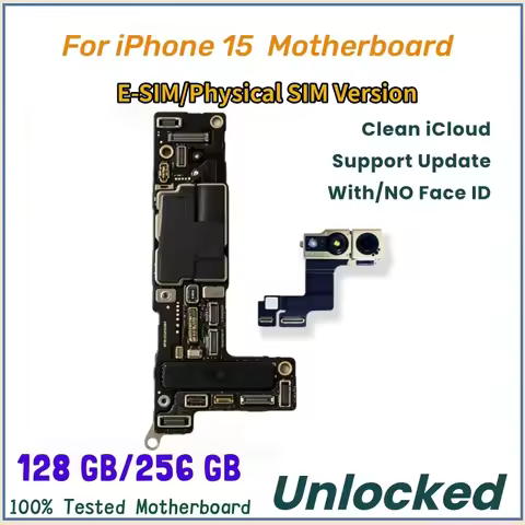 Tested Well for IPhone 15 Motherboard Unlocked With/NO Face ID 128GB 256GB Clean ICloud Logic Board 
