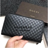 brand new Gucci_ Gucci_ Signature printed embossing long zipper wallet with black men and women