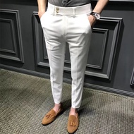 2025 Cropped pants Seluar slek lelaki Summer Men's Trousers Korean Style Slim Fit Men's Suit Pants S