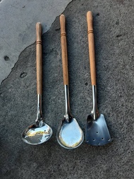 3PCS EXTRA LARGE SANDOK AND SIANSE WITH WOOD HANDLE