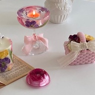 【燭台】花瓣燭台 贈送4顆小茶蠟 乾燥花果凍蠟燭台