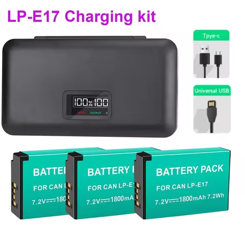 1800mAh LPE17 LP E17 LP-E17 Battery +LCD USB Charger For Canon EOS RP 200D M3 M6 750D 760D T6i T6s 8