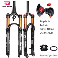 Bolany Magnesium Alloy MTB Bicycle Fork Supension Air 26/27.5/ 29er Inch Mountain Bike 32 RL100mm Fo
