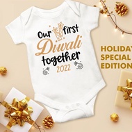 My First Deepavali Baby Clothes Happy Diwali Party Playsuit Outfit Baby Boys Girls Romper Infant Jumpsuit Newborn Gift 屠妖节排灯节连身衣