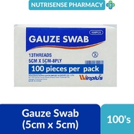 WINPLUS GAUZE SWAB 100PCS Assorted Sizes [5cmx5cm] or [7.5cmx 7.5cm] or [10cmx10cm]