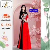 3D Printed Ao Dai with Mixed Color Patterns, High Quality Japanese Silk Material Code K1 All Sizes S