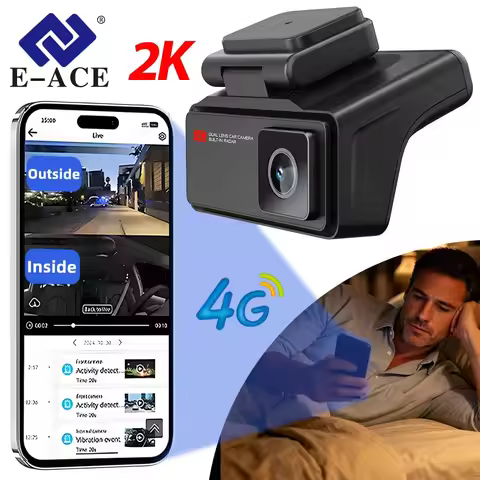 E-ACE 4G Dashcam 2K CAR DVR IR Internal Camera Remote Monitoring Collision Reminder Safety Protectio