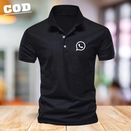 PUTIH ! T-shirt Polo Collar T-shirt LOGO WHATSAP Text White Polo T-shirt Men Women Polo T-shirt Contemporary Polo shirt Collar Contemporary T-shirt Collar