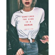 T-shirt BIG Size The King Is a Woman Jumbo Custom Color T-shirt 2XL 3XL 4XL 5XL Cotton Combed 30s