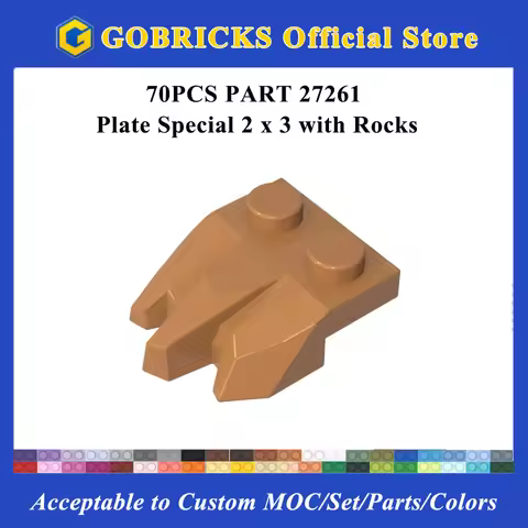 Gobricks 70PCS 27261 Medium Nougat Rocks 2x3 Medieval Building Roof Eaves DIY Architecture Model Set