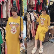 Đầm Suông - Váy Suông - Váy Bầu Heo PIGLET Chất Cotton Form Rộng Đến 75kg Dài 1.1m