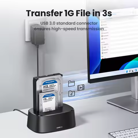 UGREEN Dual Bay HDD Docking Station SATA to USB 3.0 Adapter for 2.5 3.5 SSD Disk Case Dock Hard Driv