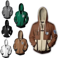 Men's Women's Casual Zipper Hooded Hoodie Sweater Jacket Coat Japanese Anime Attack on Titan