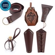 EVERTHING Men Medieval Cosplay PU Leather Armor Arm Warmers Lace-Up Viking Pirate Knight Gauntlet Wr