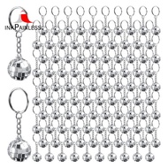 96Pcs Mini Disco Ball Keychains Disco Ball Favors Mirror 70s 80s 90s Disco Keychain Bulk Silver Disc