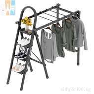 Ladder Clothes Hanger Dual-Use Indoor Home Foldable Retractable Multifunctional Aluminium Alloy Herringbone Ladder Thickened Stairs IZJI