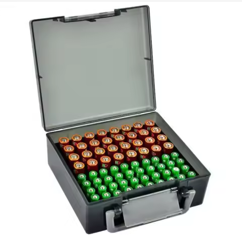 54 Slot AA AAA Rechargeable Battery Storage Organizer Case Holder with Adjustable Compartments for H