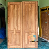 pintu utama kayu jati - pintu kupu tarung - daun pintu utama