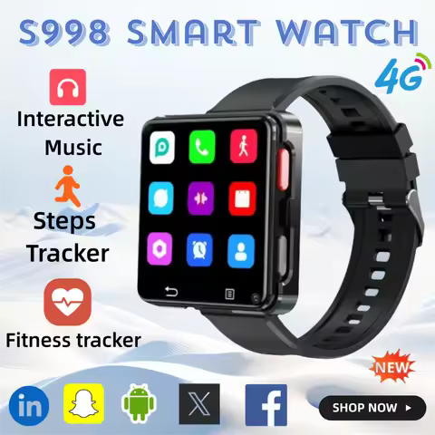 New S998 Smartwatch 2.64" Giant Screen MTK6739 Processor 5MP Camera 1200mAh Battery Android 11 OS De