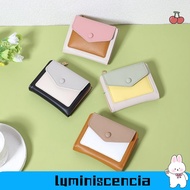 LUMINISCENCIA Short Wallets, Mini PU Leather Coin Purse, Fashion With Zipper Stitching Contrast Colo